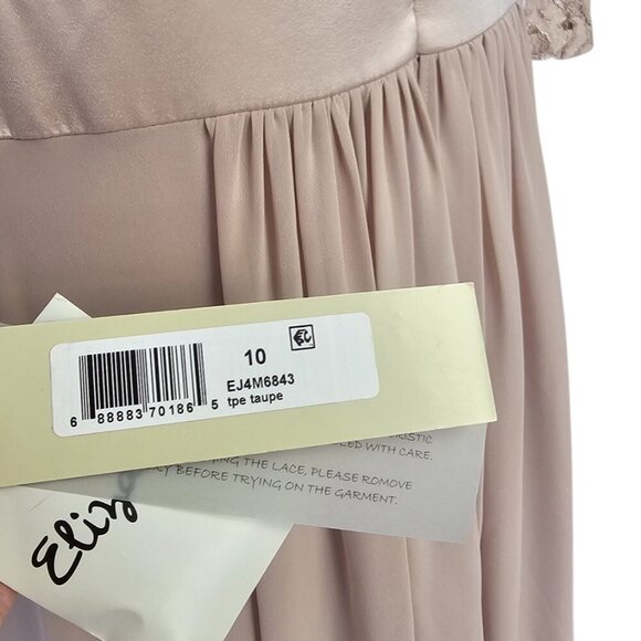 Eliza J. Lace, Embellished Waist, Chiffon, Flowy Maxi Dress, 3/4 Sleeve, Size 10 - Picture 7 of 9